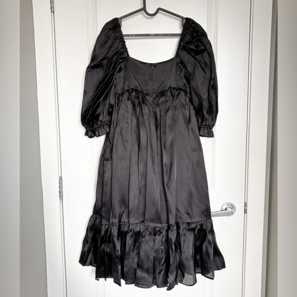 NEW NWT Selkie Silk Caviar French Puff Dress Black XS - Picture 4 of 10
